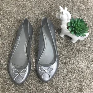 MEL BY MELISSA silver glitter jelly flats 10